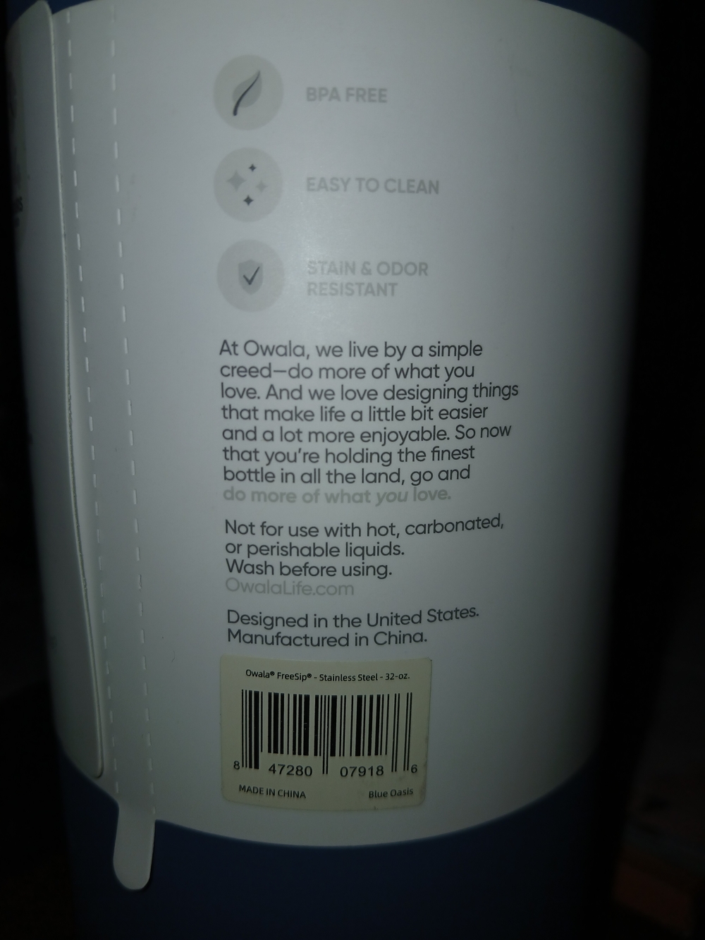 Owala 32 Oz Blue Oasis Insulated Water Bottle with Built-In Straw - Picture 4 of 5